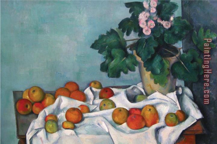 Paul Cezanne Still Life with Apples And a Pot of Primroses